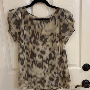 Halogen Women's Abstract Print Blouse - Cream and Brown